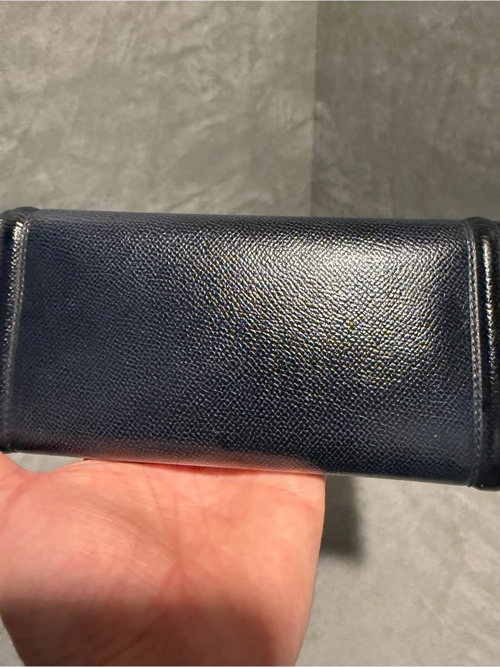 Salvatore Ferragamo Black Leather Vara Bow Clutch Wallet with attached ID holder